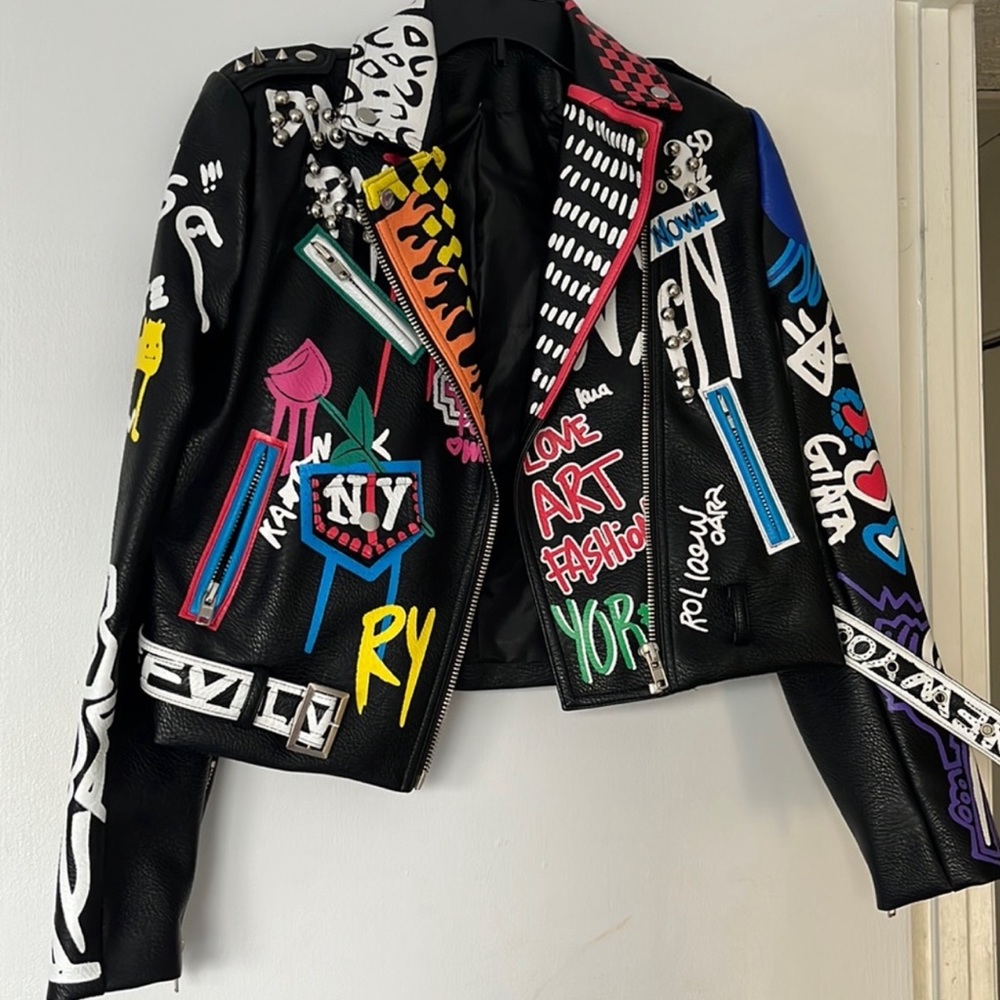 Graffiti Punk Rock Leather Jacket